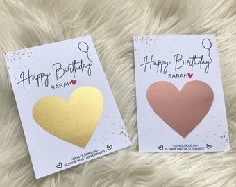 Happy Birthday Rubbelkarte, Rubbelgutschein zum Geburtstag Gutschein Personalisiert, Geschenkidee, Geschenkkarte, Rubbel Gutschein