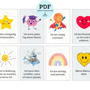 33 Affirmations for Children Digital PDF File for self-printing - Positive Beliefs Affirmation Cards