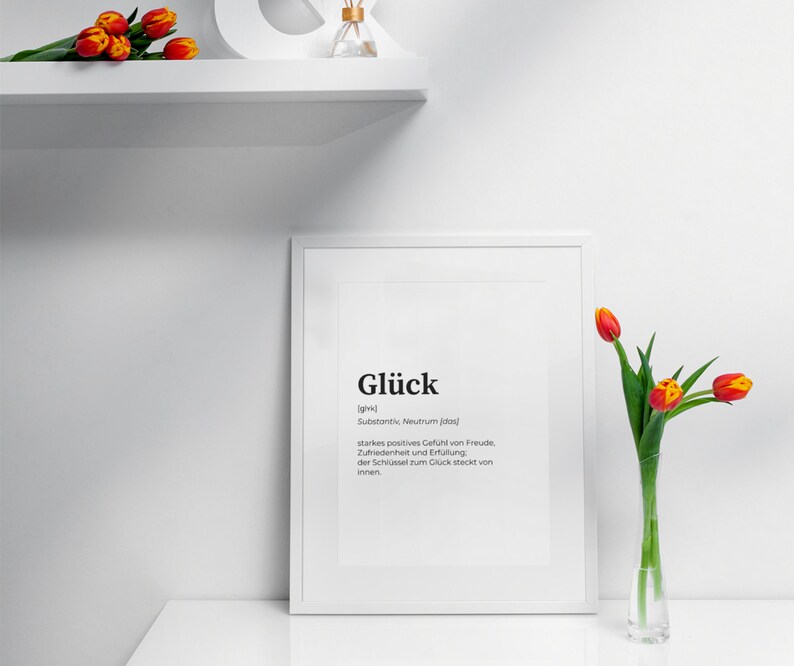 Definition Glück Poster Print, Wandbild, Spruch, Kunstdruck, Deko