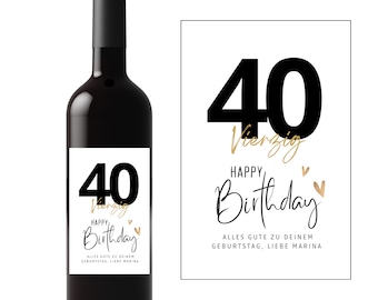 Personalisiertes Wein Flaschen Etikett 18 20 30 40 50 60 70 80 Geburtstag Geburtstagsgeschenk Freundin Freund Weinetikett Happy Birthday