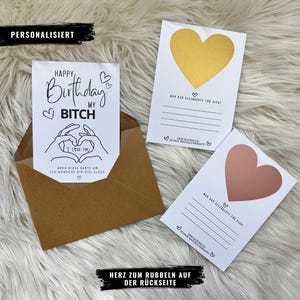 Happy Birthday my Bitch Rubbelkarte, Rubbelgutschein Freundin zum Geburtstag Gutschein Personalisiert, Geschenkidee für die beste Freundin