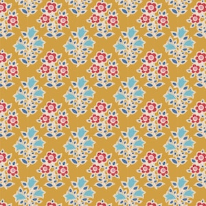 Tilda Jubilee Blender Farm Flower Mustard Yardage by Norwegian Designer Tone Finnanger