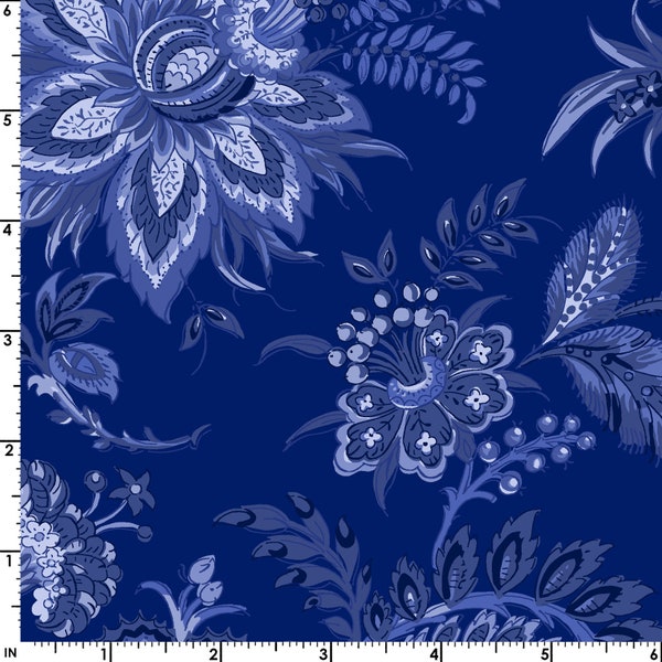 French Quarter Large Floral Dark Blue Floral by Maywood Studio