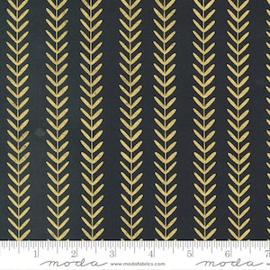 Gilded Metallic Leaf Stripe Stripes Ink Gold by Alli K Design for Moda