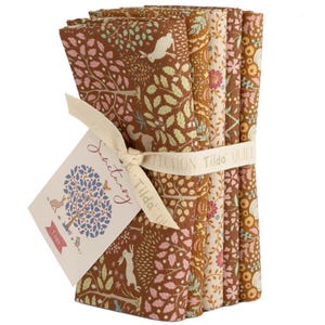 Tilda Sanctuary Caramel and Ochre Fat Quarters, Half yards, or One Yards Bundle of 5 Fabrics by Designer Tone Finnanger
