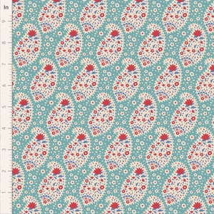 Tilda Jubilee Teardrop Teal Yardage by Norwegian Designer Tone Finnanger