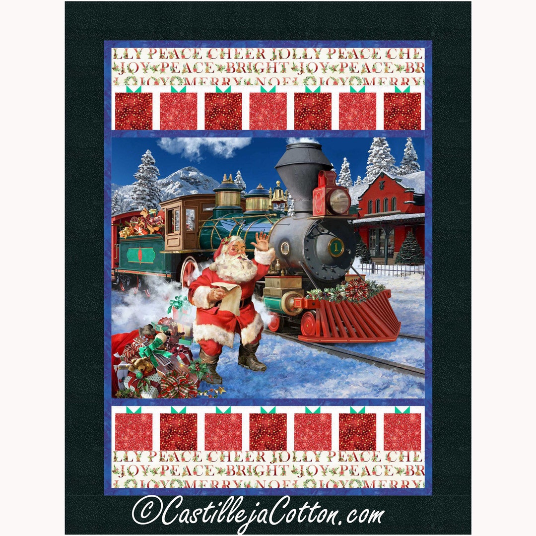 St. Nicks Train Quilt Kit Featuring Hoffman Fabrics 54 X 71 Etsy