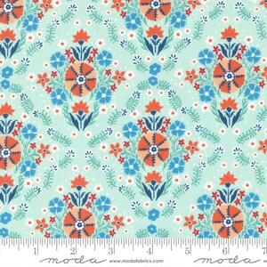 Cadence Jasmine Damask Sky by Crystal Manning for Moda
