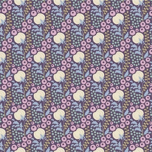 Tilda Sanctuary - Cottonfield Eggplant Yardage by Norwegian Designer Tone Finnanger TIL100574
