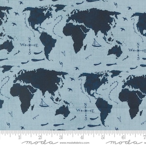 Día del Mapa Mundial de Longshore Seafarers Way en color azul claro por Janet Clare para Moda 24611 13