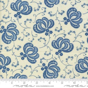 Hollyhocks and Roses Sky Blue Blooms Bunny Hill Designs for Moda 3051 11
