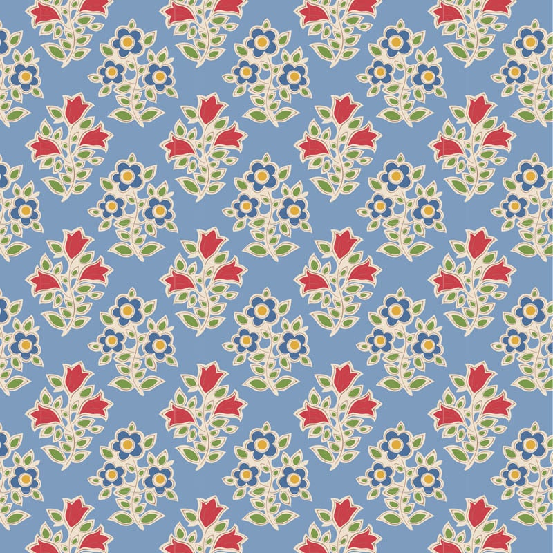 Tilda Jubilee Blender Farm Flower Light Blue Yardage by Norwegian Designer Tone Finnanger
