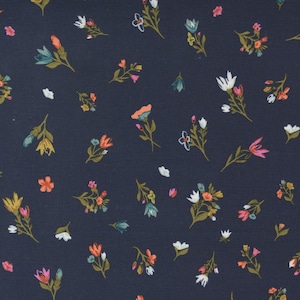 Songbook, A New Page Small Floral Navy by Fancy That Design House for Moda