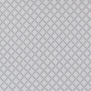 Op de afbeelding: Een witte stof met een grijs ruitpatroon.