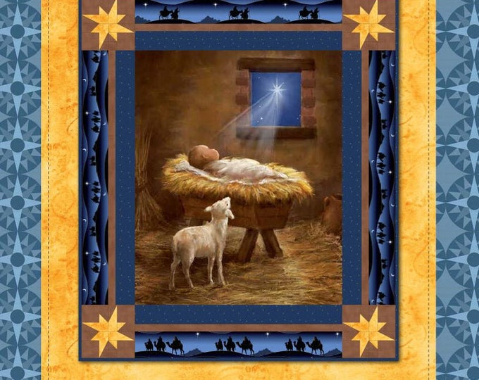 Picture A Christmas Nativity Scene Quilt Kit Featuring Fabric by Riley