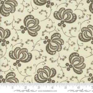 タチアオイとバラのリネンの自然な花と背景、Bunny Hill Designs による Moda 3051 17 向け