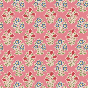 Tilda Jubilee Blender Farm Flower Pink Yardage by Norwegian Designer Tone Finnanger