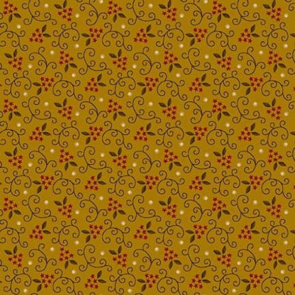 Autumn Farmhouse Starry Vines Gold by Kim Diehl for Henry Glass & Co