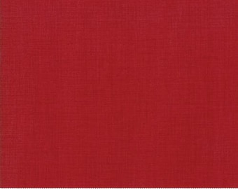 French General Solids Garance Red Linen Texture Basic by French General for Moda