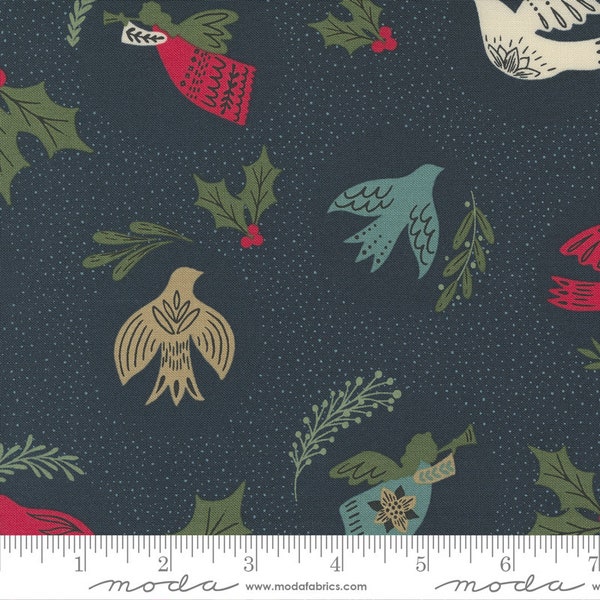 SALE Good News Great Joy Hark Novelty Birds Christmas Midnight by Fancy That Design House & Co for Moda