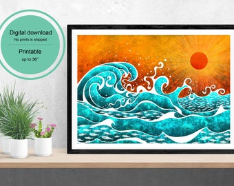 Hot Sunset Digital Download Printable Art Decor Wall Poster
