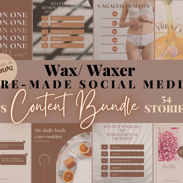 Waxing Instagram Template, Wax Business, Wax Instagram Posts and Stories, Waxing Quotes, Editable Instagram, Posts, Esthetician Posts