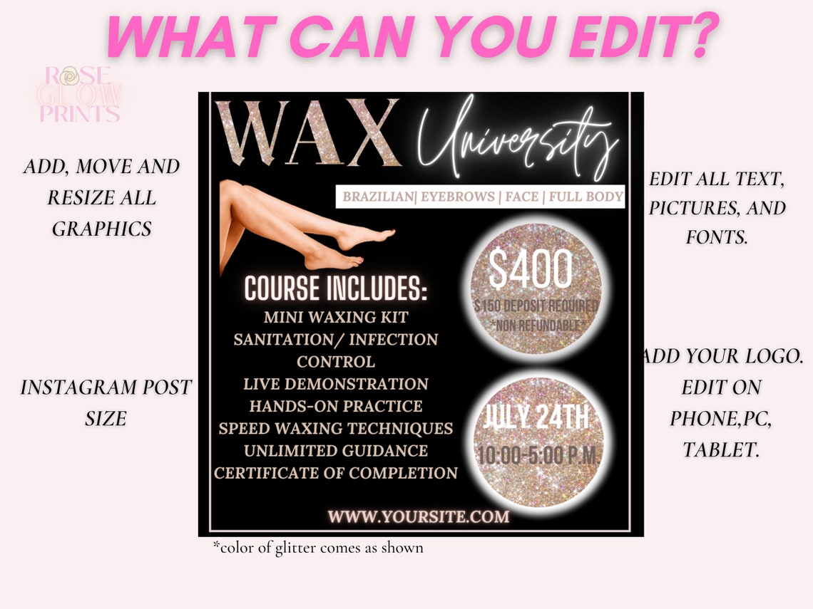 Wax Training Flyer Hair Removal Training Waxing Social Media Etsy