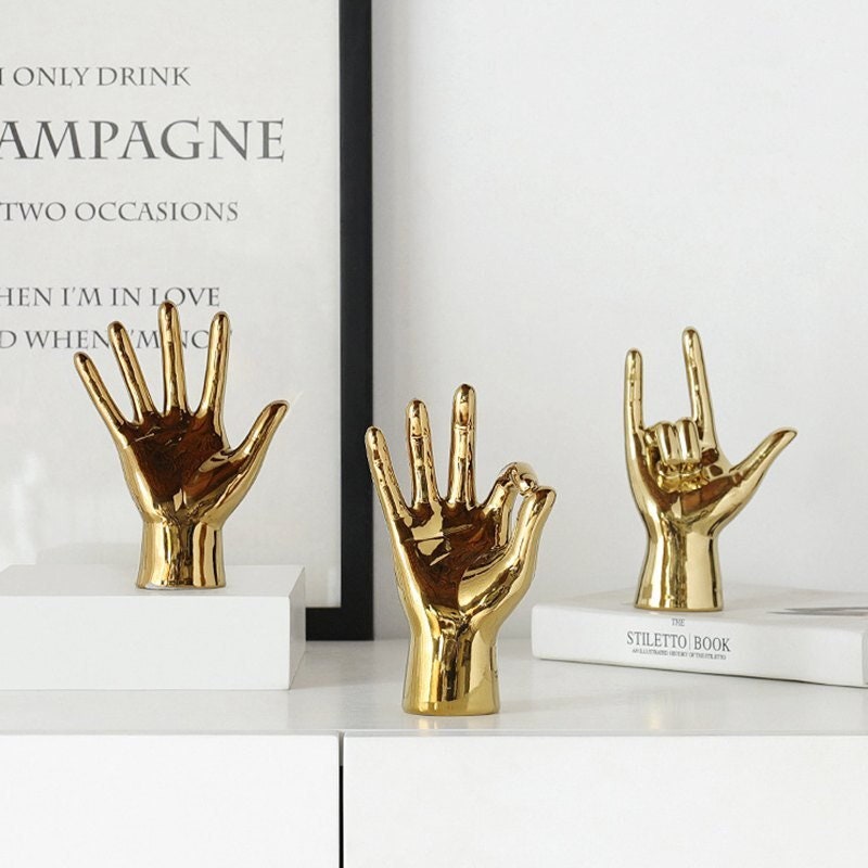 statue Abstrait Main Résine Figurine Décoration de Bureau Décor Maison Intérieur à La Artisanat Scul