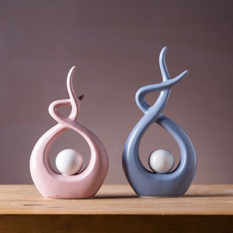 statue Abstrait Vase Céramique Figurine Décoration de Bureau Décor Maison Intérieur à La Main Artisa