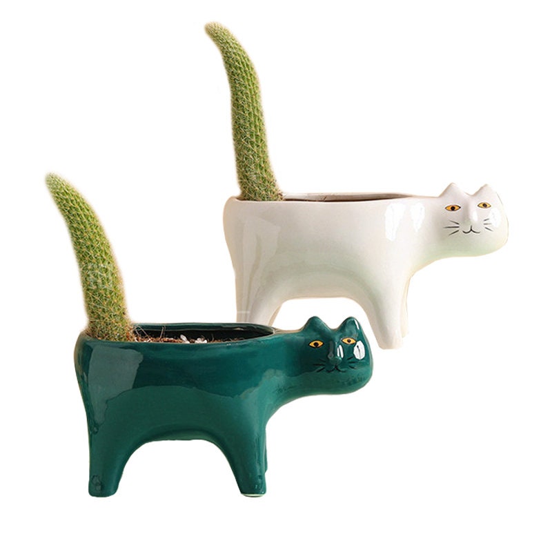 statue Abstraite Chat Céramique Figurine Décoration de Bureau Décor Maison Intérieur à La Main Artis