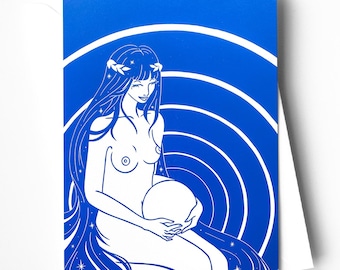 All Eternity Greetings Card - Linocut Art Design Blank Inside with Kraft envelope
