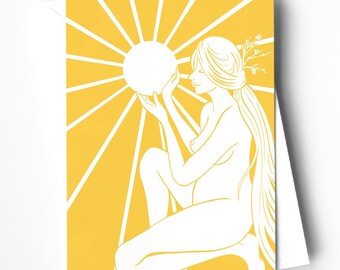 All Creation Greetings Card - Linocut Art Design Blank Inside with Kraft envelope