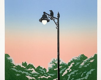 Last Light on Cromwell Road - Handmade Limited Edition Linocut Print