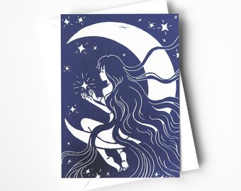Lucy in the sky Greetings Card - Blank Inside with Kraft envelope