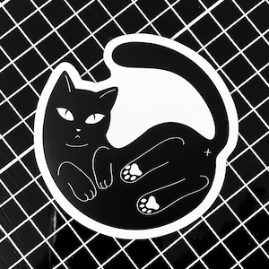 Cheeky Black Cat Sticker - Funny Cat lover gift. Planner Sticker. Sticker for Tumbler / Laptop sticker. Silly crazy cat lady / Cat daddy