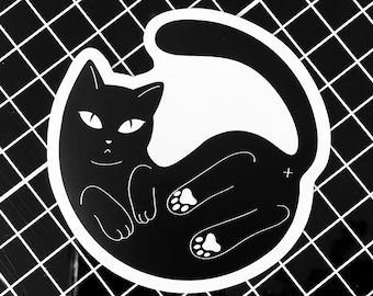 Cheeky Black Cat Sticker - Funny 3-Inch Vinyl Decal