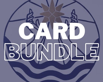 Bundle of hand-printed and hand-carved cards. Choose any designs to make your bundle! - Blank Inside