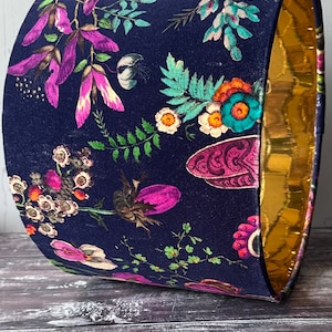 Blue velvet lampshade, table lampshade, luxury lampshade, floral lampshade, handmade lampshade, ceiling lampshade, flower pattern lampshade
