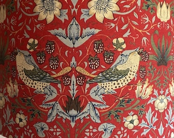 William Morris Strawberry Thief Red Lampshade, Arts & Crafts Traditional Decor