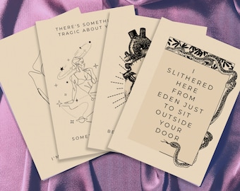 Set of 4 Mini Prints Bundle | Wasteland Baby | Music Postcards | Pop | Lyric Art Print | Quote Print | wall Art | Poster