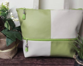 Unikat, Handtasche, Henkeltasche, Kunstleder, vegan