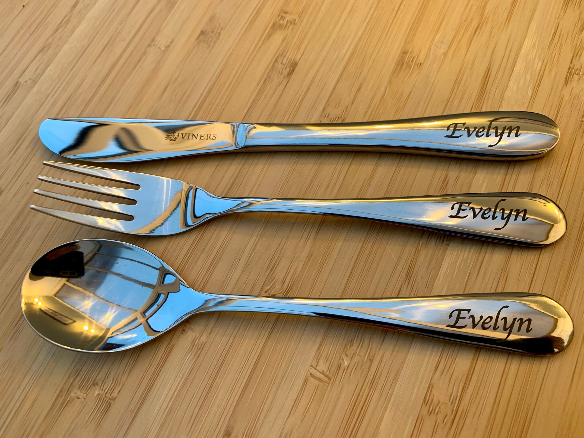 Personalised 3Piece Childrens Cutlery Set Etsy