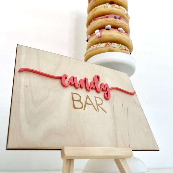 Must Have Hochzeit /  Candybar Schild aus Holz mit Mini-Staffelei / Schild aus Holz für Buffet / Candy Bar, Snack Bar, Salty Bar