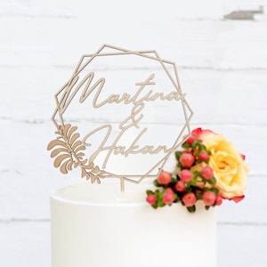 Caketopper Wedding Hexagon with Name