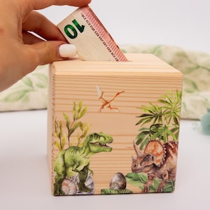 Money box dinos, money box with dinosaur, money box with lock, children&#39;s money box, christening gift / birthday gift child