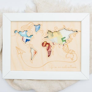 Idea de regalo personalizada: Mapa del mundo con dinero para regalar en bodas o cumpleaños / Mapa del mundo para bodas / Regalo de dinero para viajes / A5 / A4 / A3