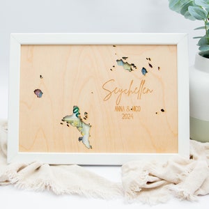 Cadeau d'argent voyage carte des Seychelles pour un mariage, anniversaire ou voyage du monde, cadeau d'argent voyage du monde, voyage cadeau de mariage