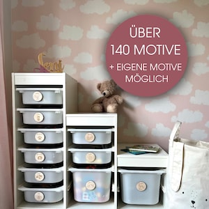 Over 140 designs (1): Children&#39;s room organization with wooden labels for e.g. Trofast shelf with designs & writing - individual designs possible