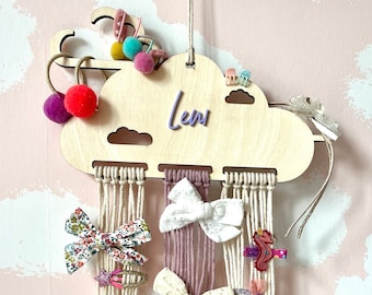 Cloud-shaped hair clip holder with name / Gift idea for birthdays / Children's Day: Hair clip storage with name in cloud shape