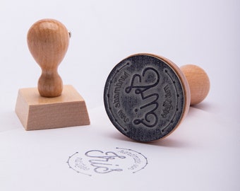 Company stamp with logo / stamp with your own logo / square or round / logo stamp round / handmade business / round stamp with logo